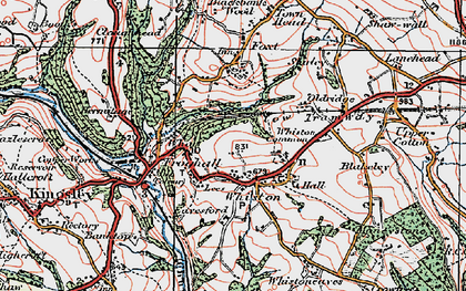 Old map of Whiston Common in 1921
