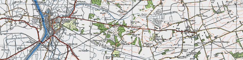 Old map of Leziate in 1922