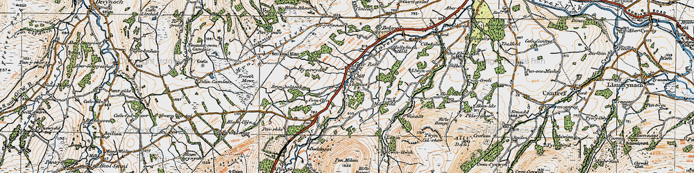 Old map of Afon Tarell in 1923