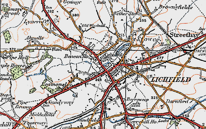 Old map of Lichfield in 1921