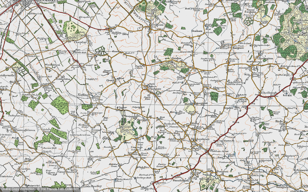 Old Map of Lidgate, 1921 in 1921