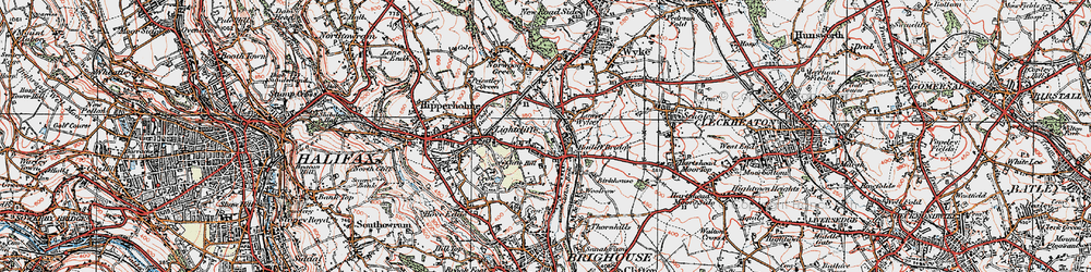 Old map of Lightcliffe in 1925