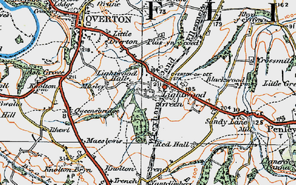 Old map of Lightwood Green in 1921