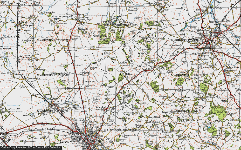Old Map of Historic Map covering Lilley Wood in 1919