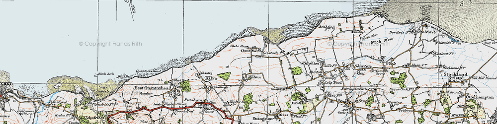 Old map of Lilstock in 1919