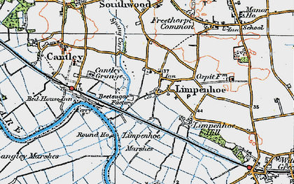 Old map of Limpenhoe in 1922