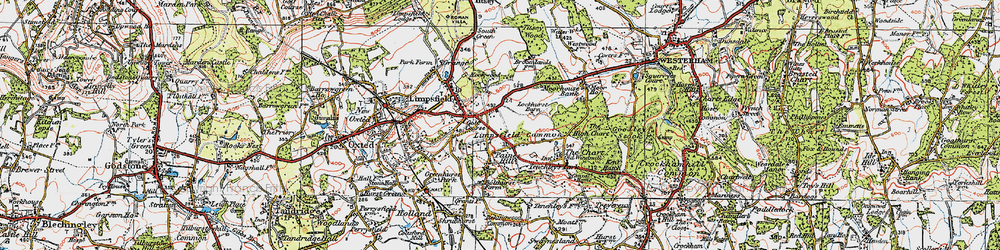 Old map of Limpsfield Common in 1920