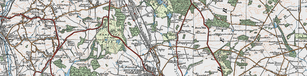 Old map of Linby in 1921