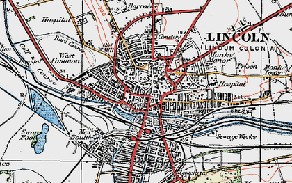 Old map of Lincoln in 1923