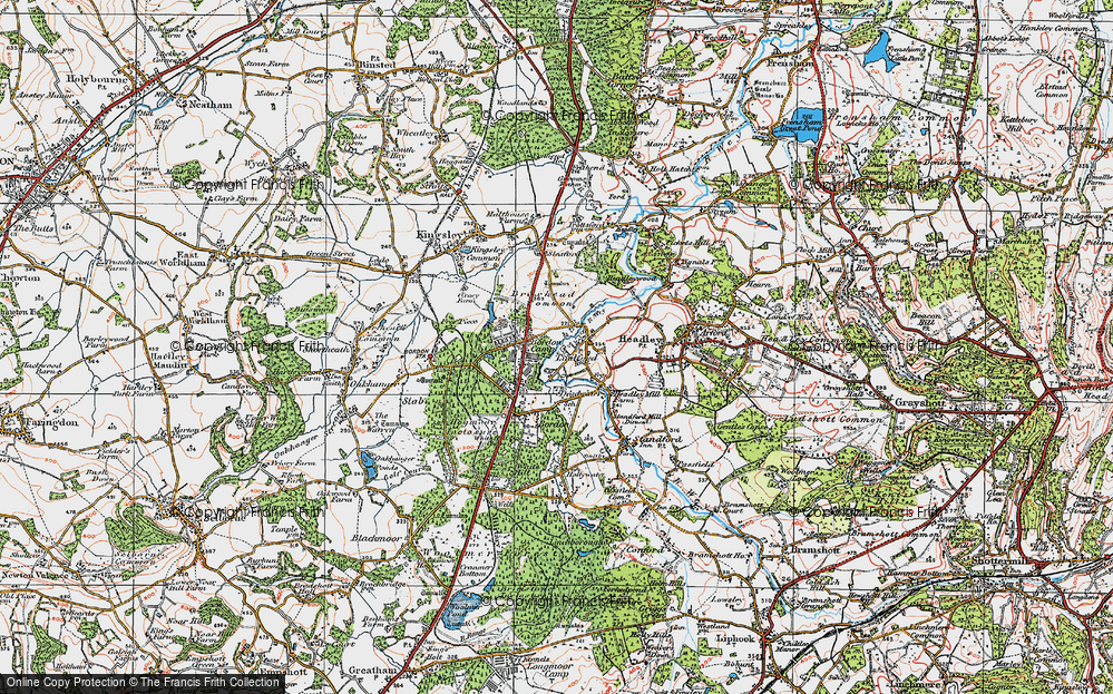 Old Map of Historic Map covering Broxhead Common in 1919