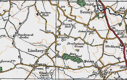Old map of Lindsey Tye in 1921