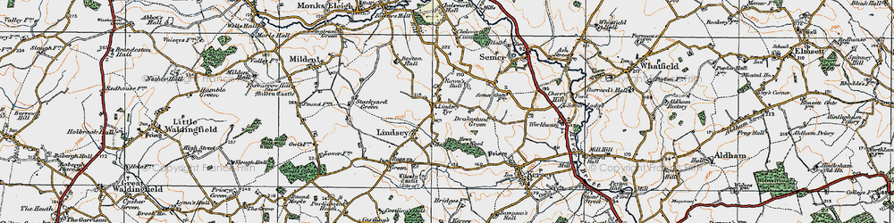 Old map of Lindsey Tye in 1921