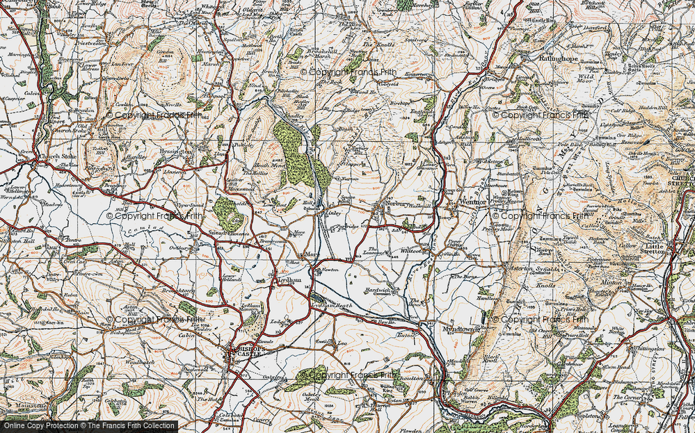 Old Map of Historic Map covering Linley Hill in 1920