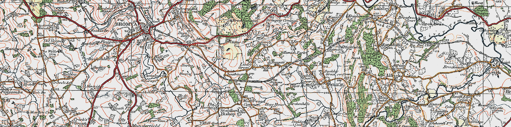 Old map of Linley Green in 1920