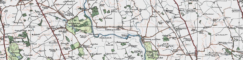 Old map of Linton-on-Ouse in 1924