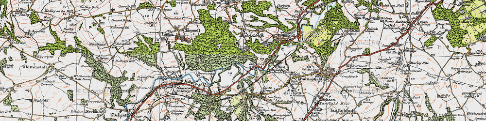 Old map of Lintzford Wood in 1925