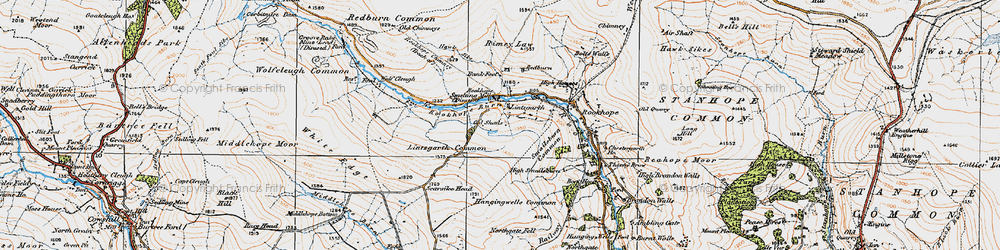 Old map of Lintzgarth in 1925