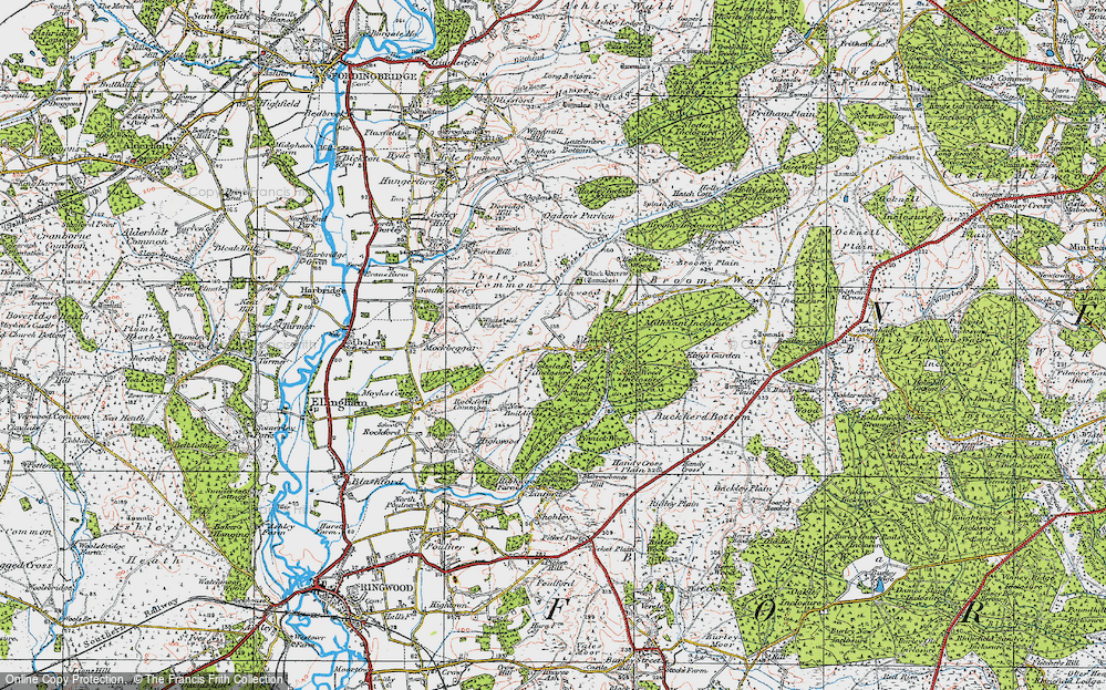 Old Map of Historic Map covering Buckherd Bottom in 1919