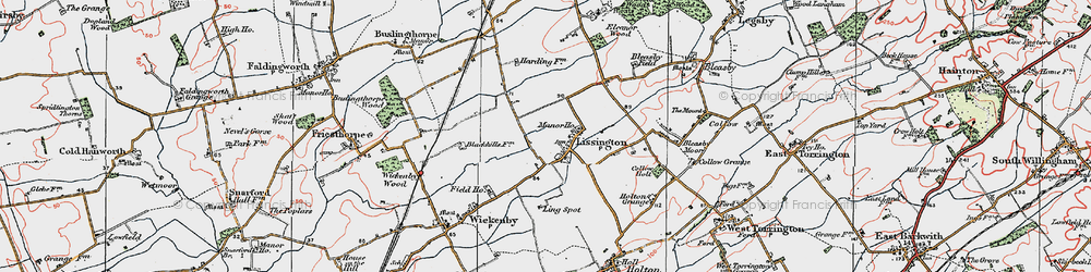 Old map of Lissington in 1923