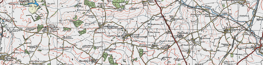 Old map of Litchborough in 1919