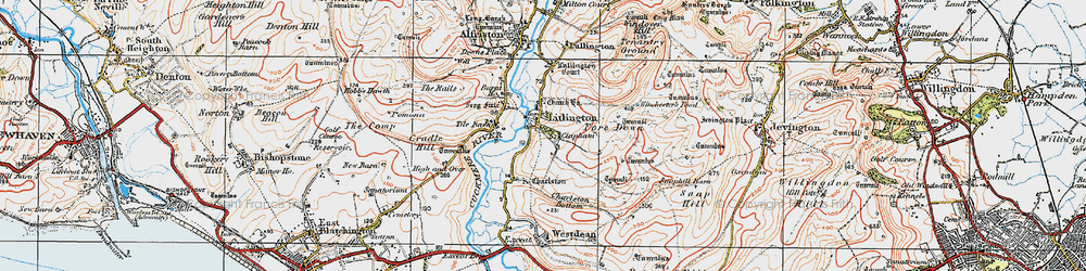 Old map of Litlington in 1920