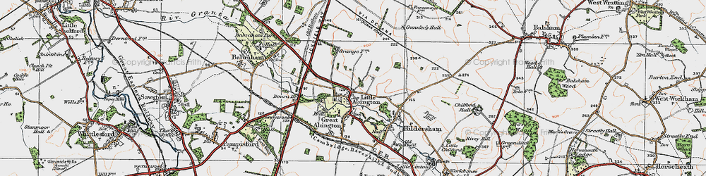 Old map of Little Abington in 1920