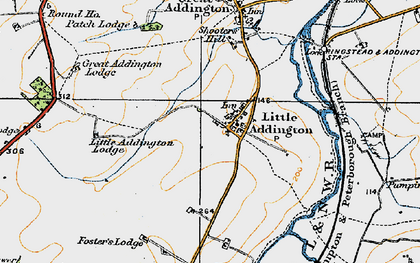 Old map of Little Addington in 1919