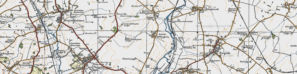 Old map of Little Addington in 1919