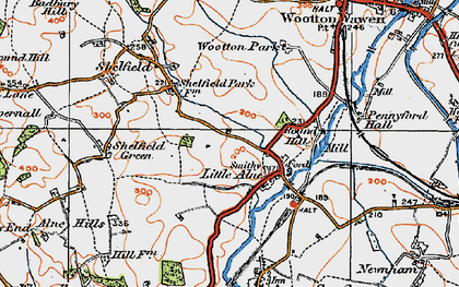 Old map of Little Alne in 1919
