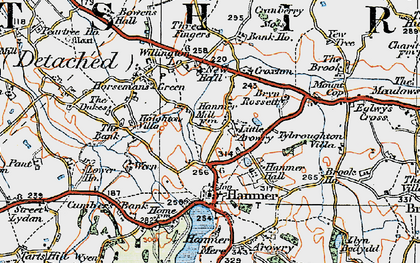 Old map of Bryn Rossett in 1921
