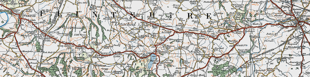 Old map of Bryn Rossett in 1921