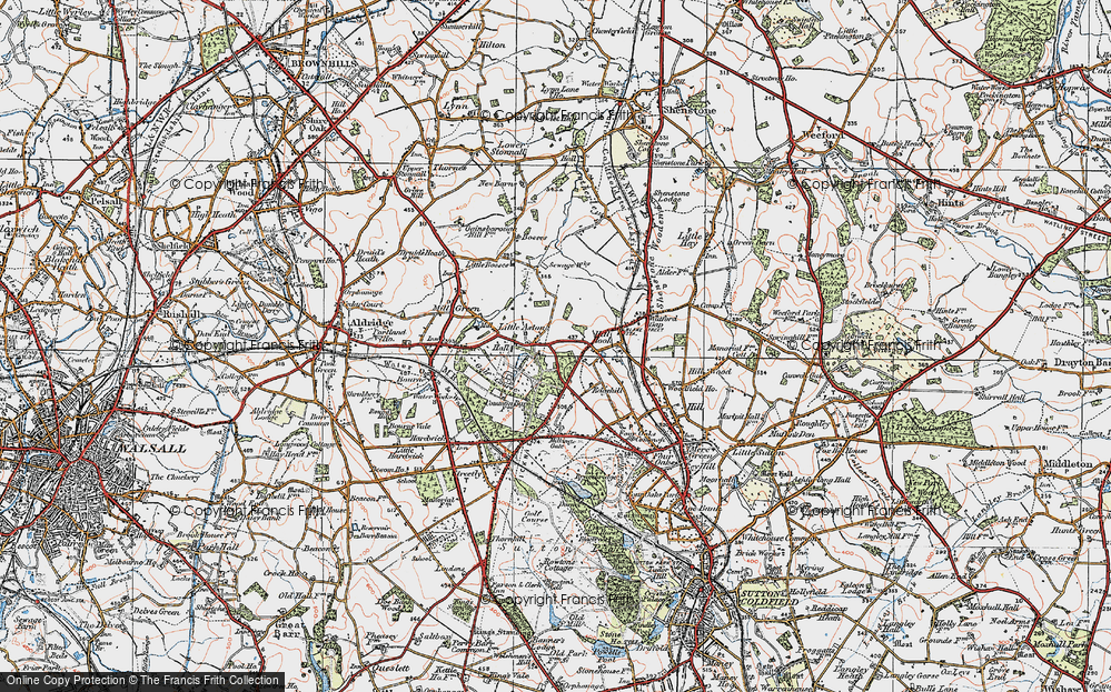 Old Map of Little Aston, 1921 in 1921