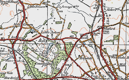 Old map of Little Aston in 1921