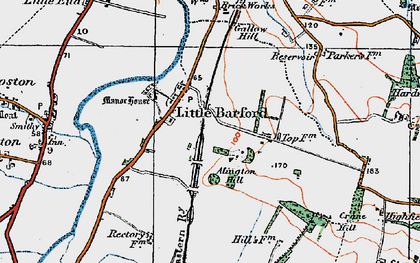 Old map of Little Barford in 1919