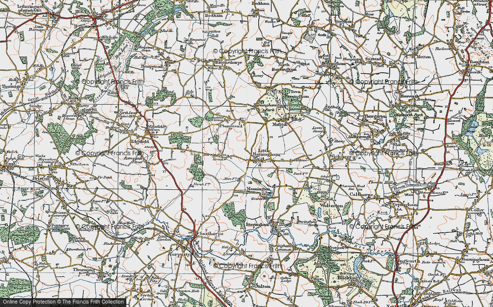 Old Map of Little Barningham, 1922 in 1922