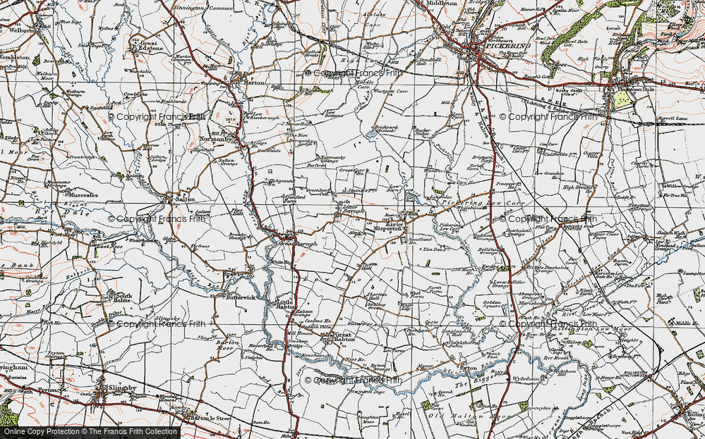 Old Map of Historic Map covering Behrens Whin in 1925