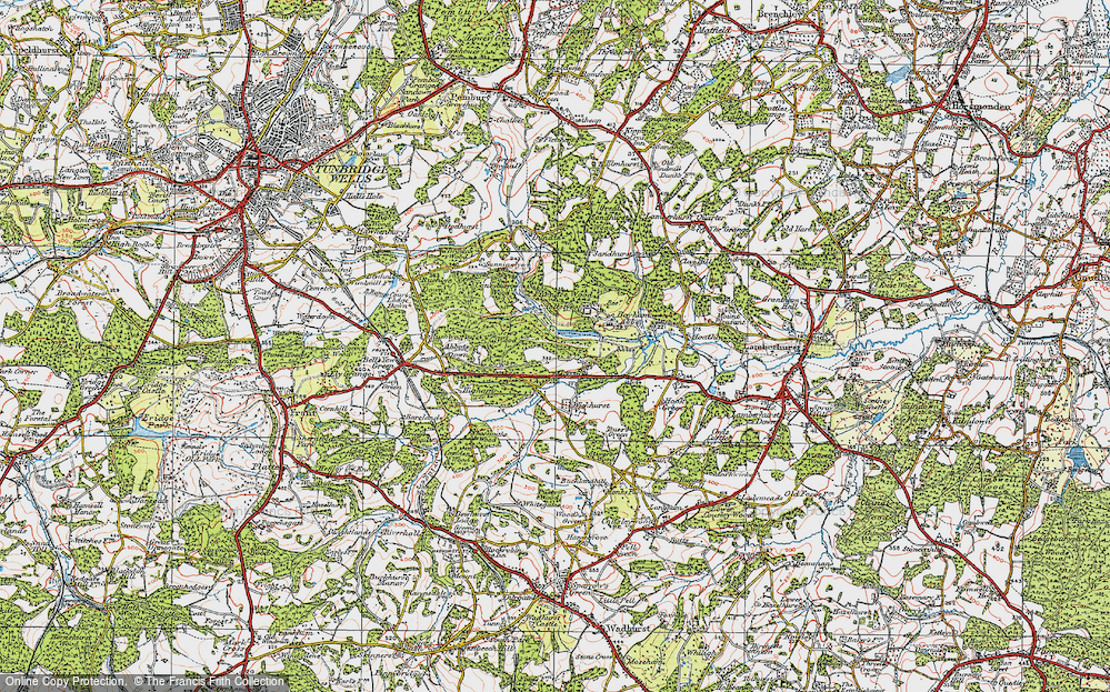 Old Map of Historic Map covering Tollslye in 1920