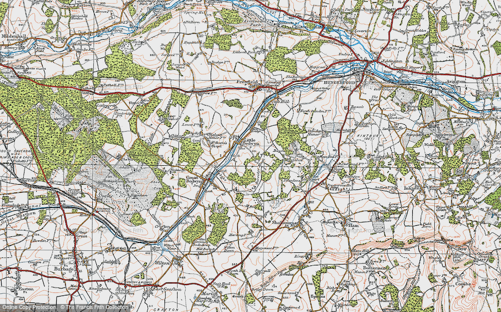 Old Map of Historic Map covering Burridge Heath in 1919