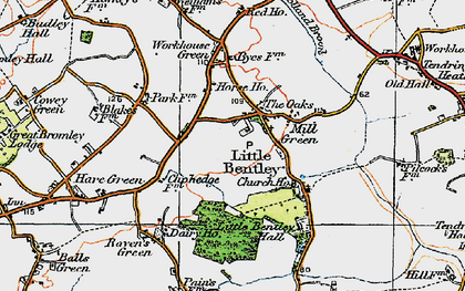 Old map of Little Bentley in 1921