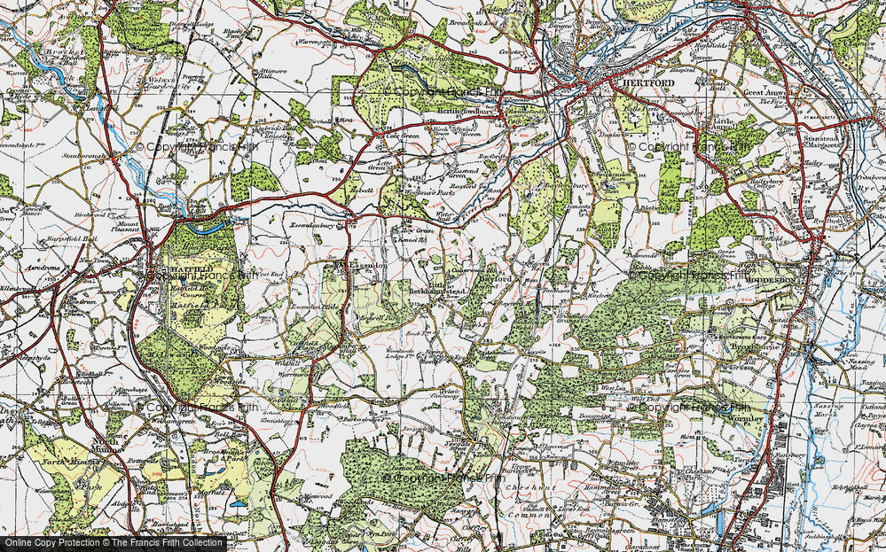 Old Map of Little Berkhamsted, 1919 in 1919