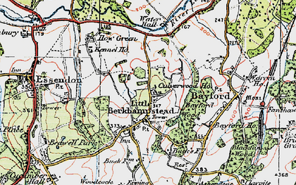 Old map of Little Berkhamsted in 1919