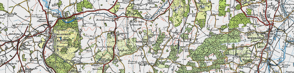Old map of Little Berkhamsted in 1919