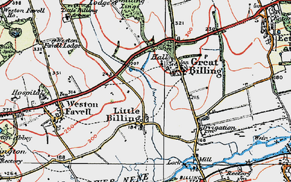 Old map of Little Billing in 1919