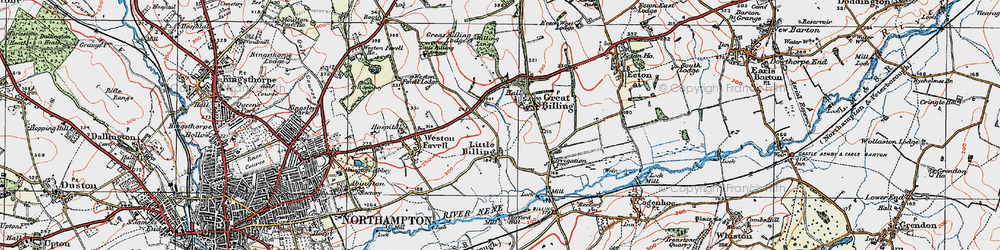 Old map of Little Billing in 1919