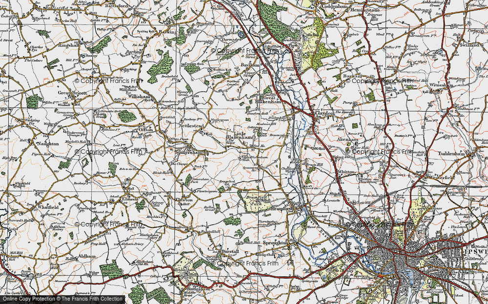 Old Map of Little Blakenham, 1921 in 1921