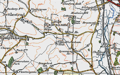 Old map of Little Blakenham in 1921