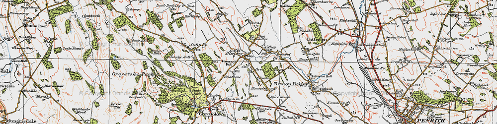 Old map of Little Blencow in 1925