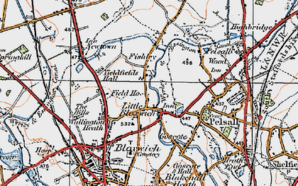 Old map of Little Bloxwich in 1921