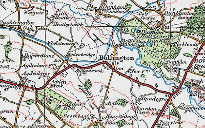 Old map of Little Bollington in 1923