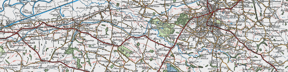Old map of Little Bollington in 1923